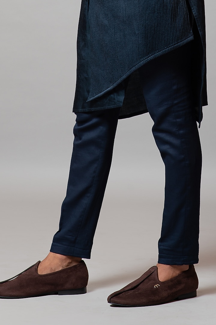 Pageant Blue Linen Satin Kurta Set by PAARSH at Pernia's Pop Up Shop