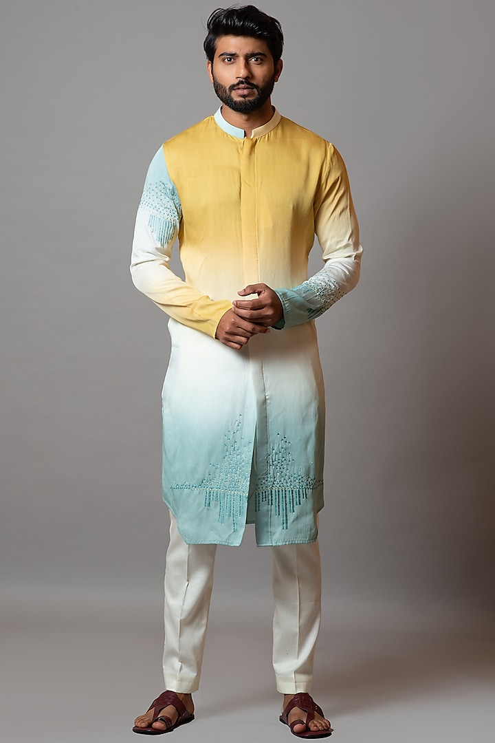 Multi-Coloured Embroidered Kurta Set by PAARSH
