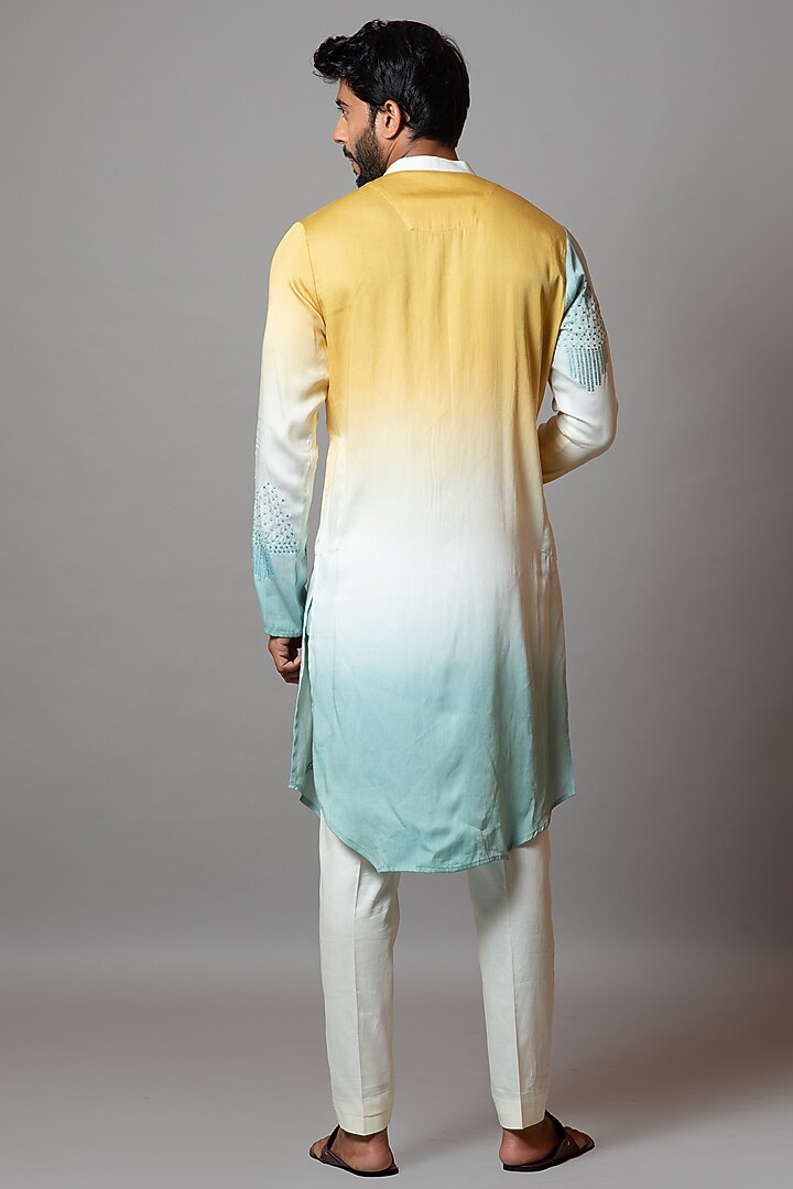 Multi-Colored Silk Striped Kurta Set by PAARSH at Pernia's Pop Up Shop