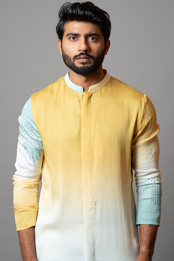 Multi-Colored Silk Striped Kurta Set by PAARSH at Pernia's Pop Up Shop