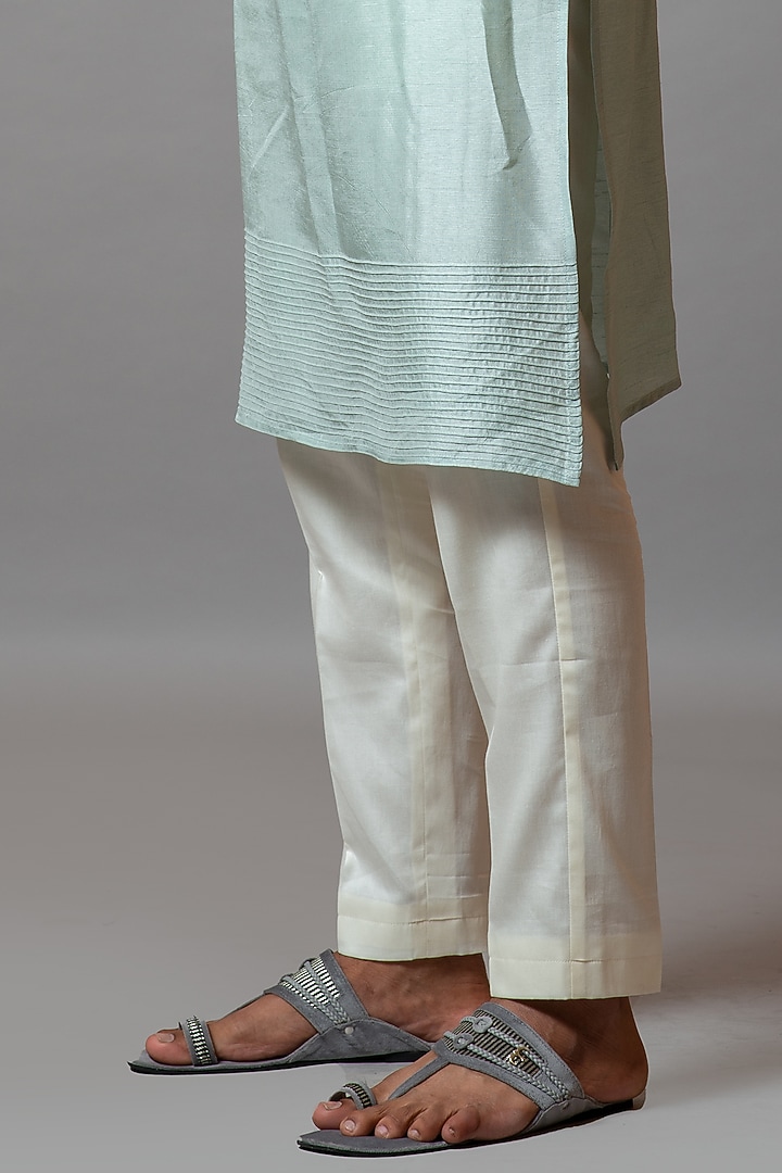 Baltic Sea Blue Bamberg Silk Kurta Set by PAARSH at Pernia's Pop Up Shop