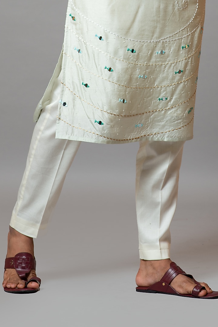 Iced Aqua Mirror Embroidered Kurta Set by PAARSH at Pernia's Pop Up Shop