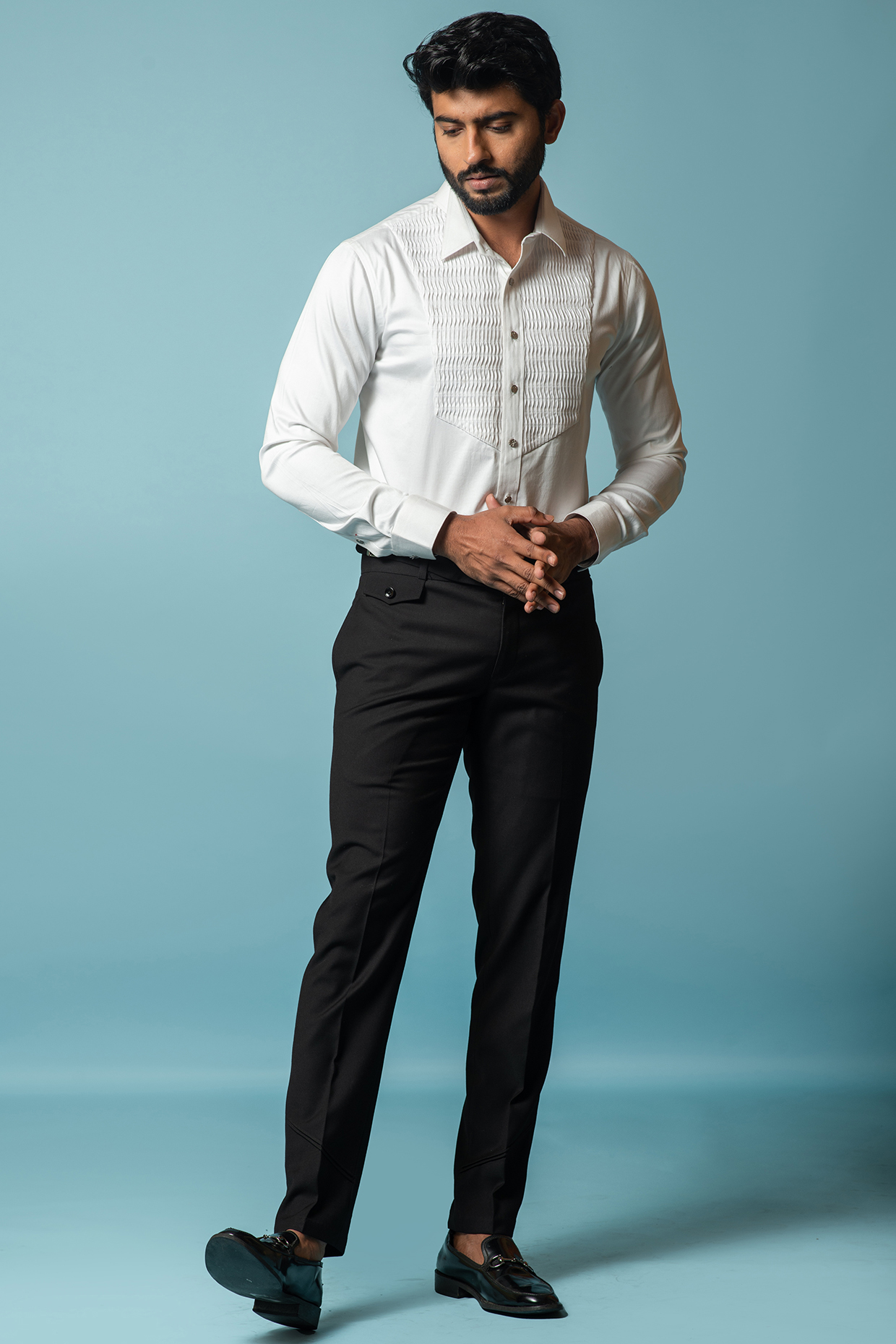 Lucent White Cotton Shirt by PAARSH