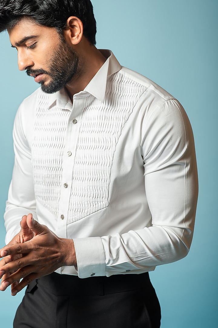 Lucent White Cotton Party Wear Shirt by PAARSH at Pernia's Pop Up Shop