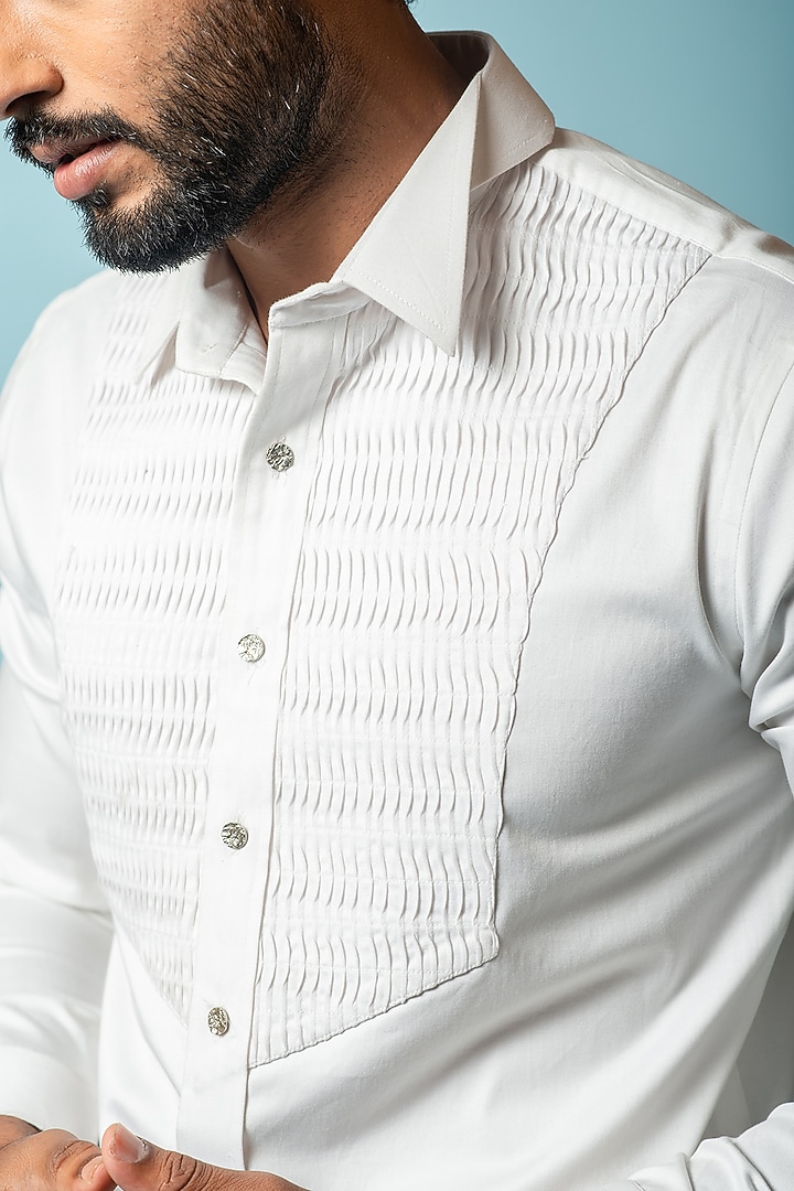 Lucent White Cotton Party Wear Shirt by PAARSH at Pernia's Pop Up Shop
