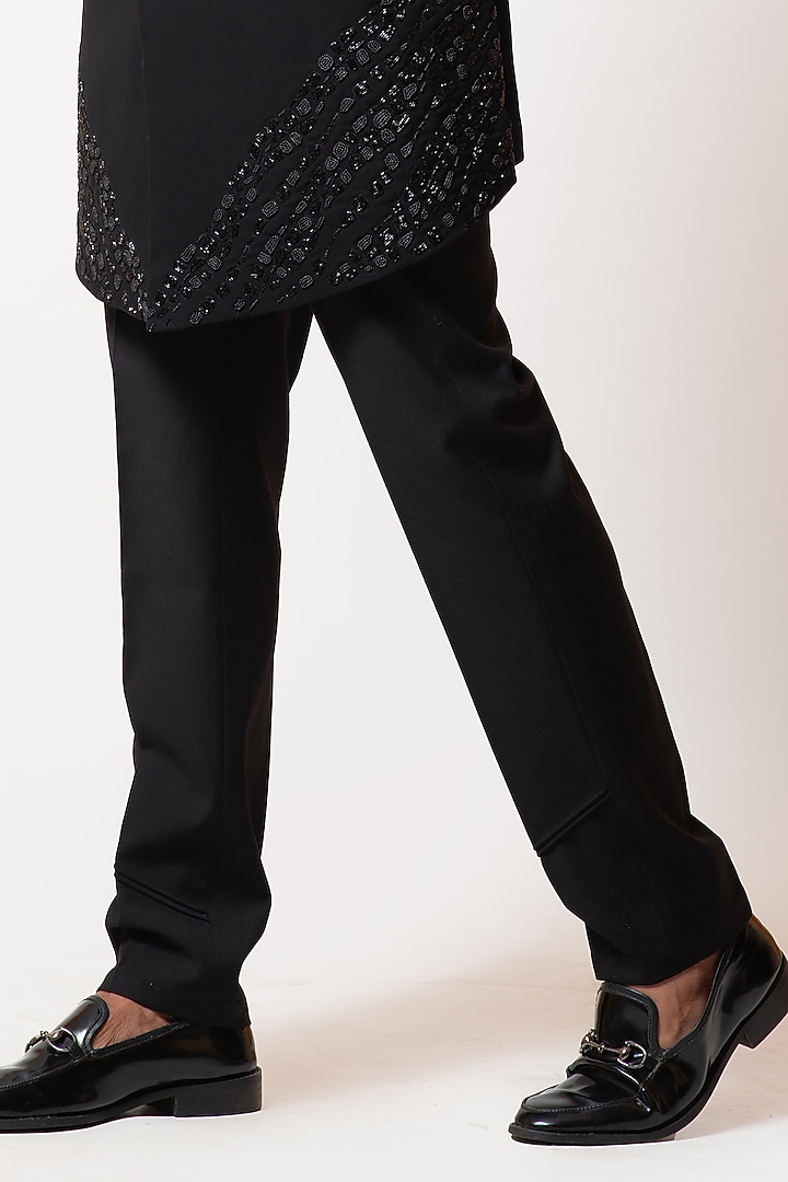 Onyx Black Embroidered Wedding Indowestern Set by PAARSH at Pernia's Pop Up Shop