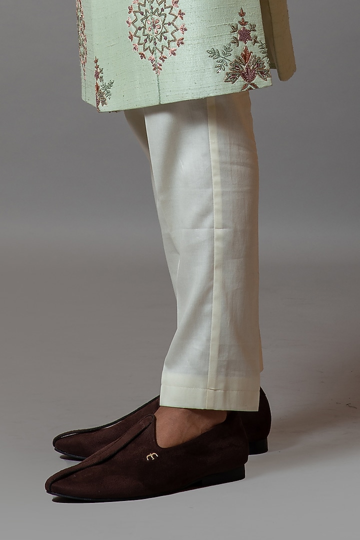Mint Green Embroidered Wedding Sherwani Set by PAARSH at Pernia's Pop Up Shop