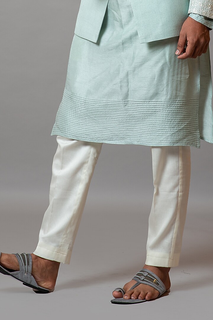 Baltic Blue Embroidered Jacket Set by PAARSH at Pernia's Pop Up Shop
