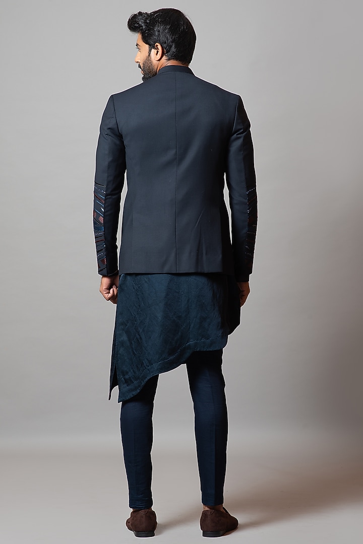 Deep Ultramarine Embroidered Jacket Set by PAARSH at Pernia's Pop Up Shop