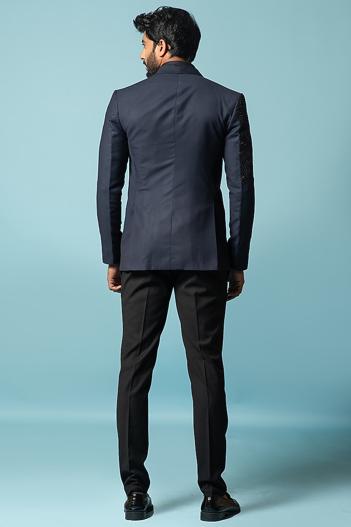 Insignia Blue Embroidered Tuxedo Set by PAARSH at Pernia's Pop Up Shop