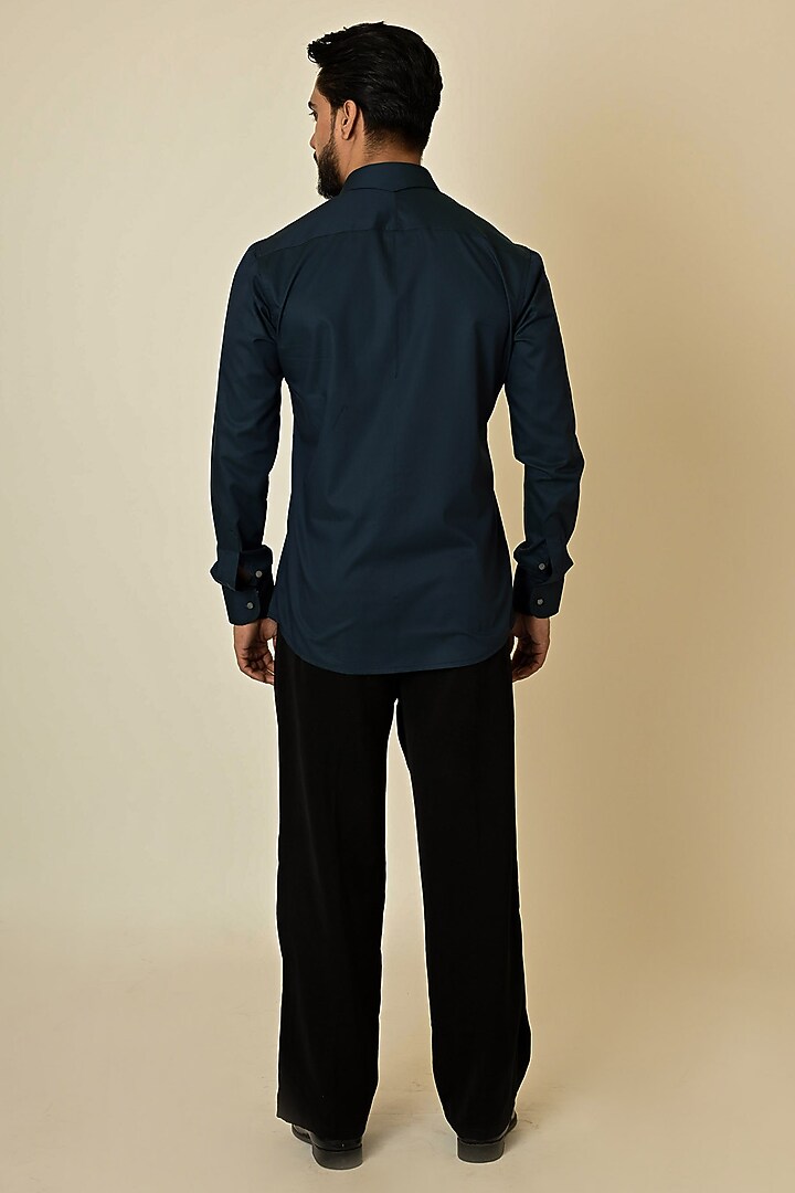 Teal Giza Cotton Thread Embroidered Party Wear Shirt by PAARSH at Pernia's Pop Up Shop