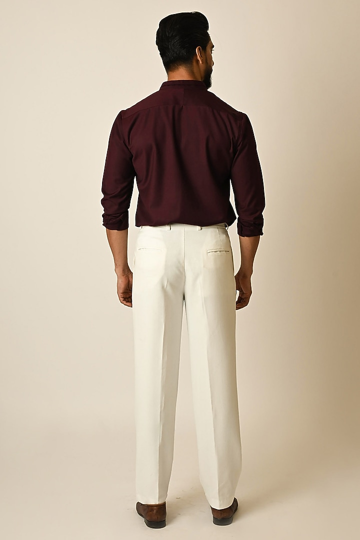 Red Wine Terrycot Thread Embroidered Party Wear Shirt by PAARSH at Pernia's Pop Up Shop