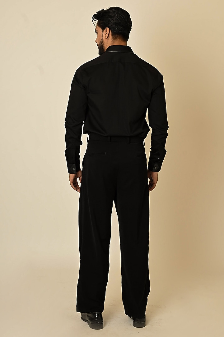 Black Cotton Cutdana Embellished Party Wear Shirt by PAARSH at Pernia's Pop Up Shop