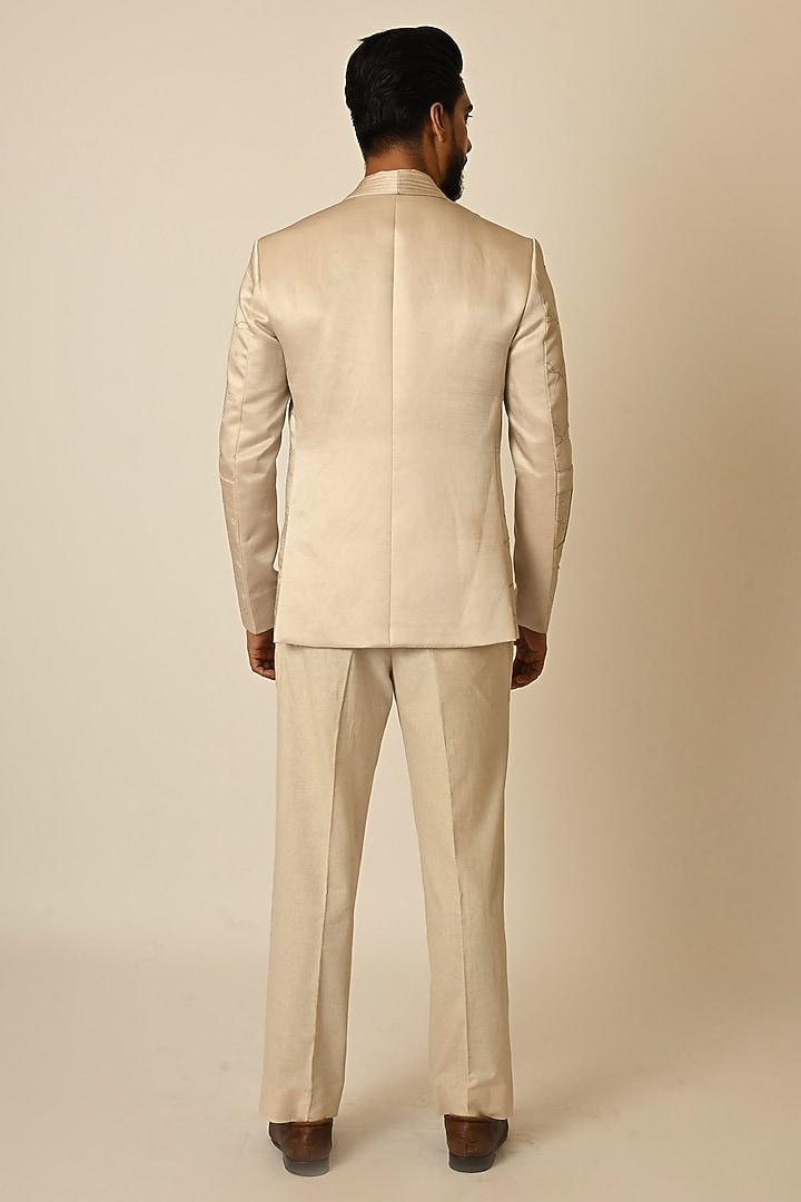 Pastel Pink Linen Satin Blend Threadwork Blazer by PAARSH at Pernia's Pop Up Shop