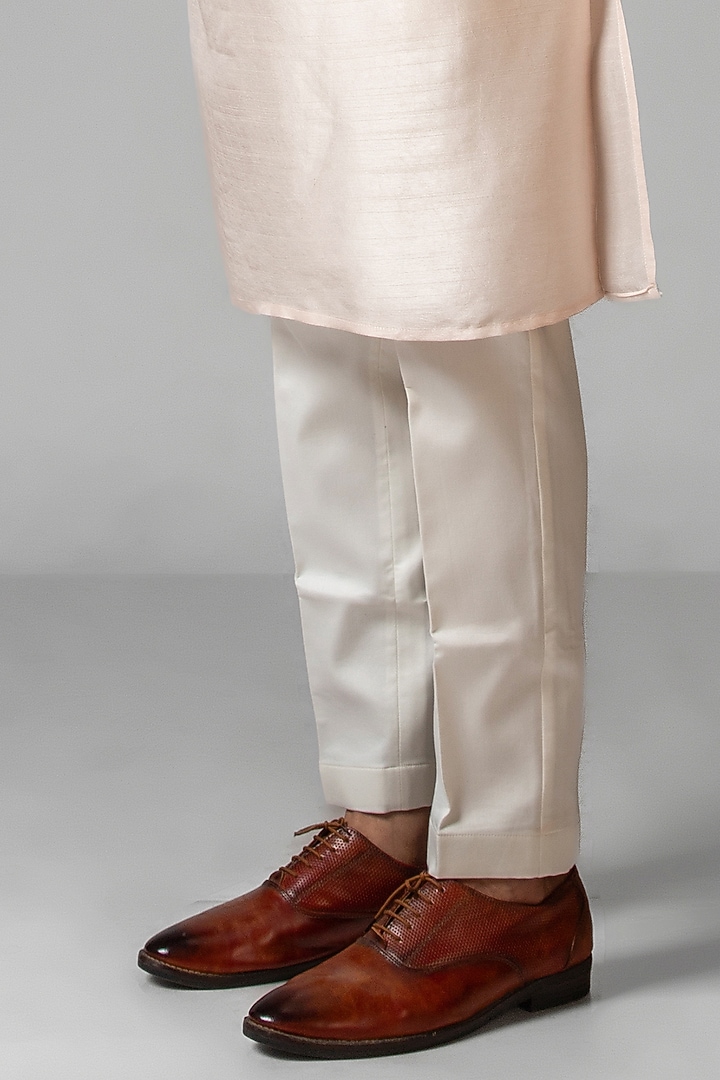 Blush Pink Linen Satin Resham Embroidered Nehru Jacket Set by PAARSH at Pernia's Pop Up Shop