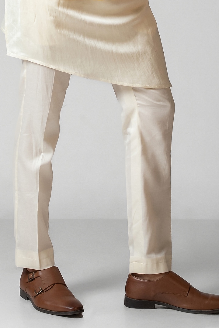 Kush Yellow & Ivory Organza Sequin Embroidered Nehru Jacket Set by PAARSH at Pernia's Pop Up Shop