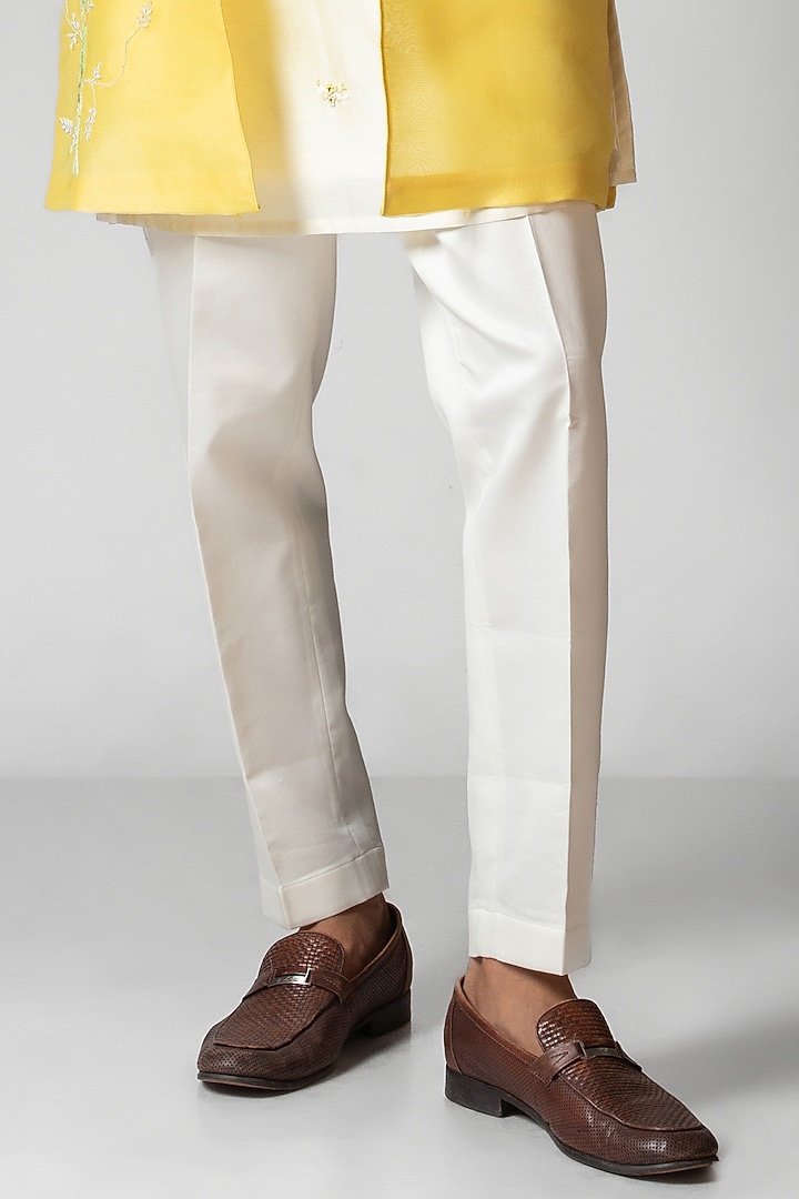 Paris Daisy Yellow Organza Applique Embroidered Nehru Jacket Set by PAARSH at Pernia's Pop Up Shop