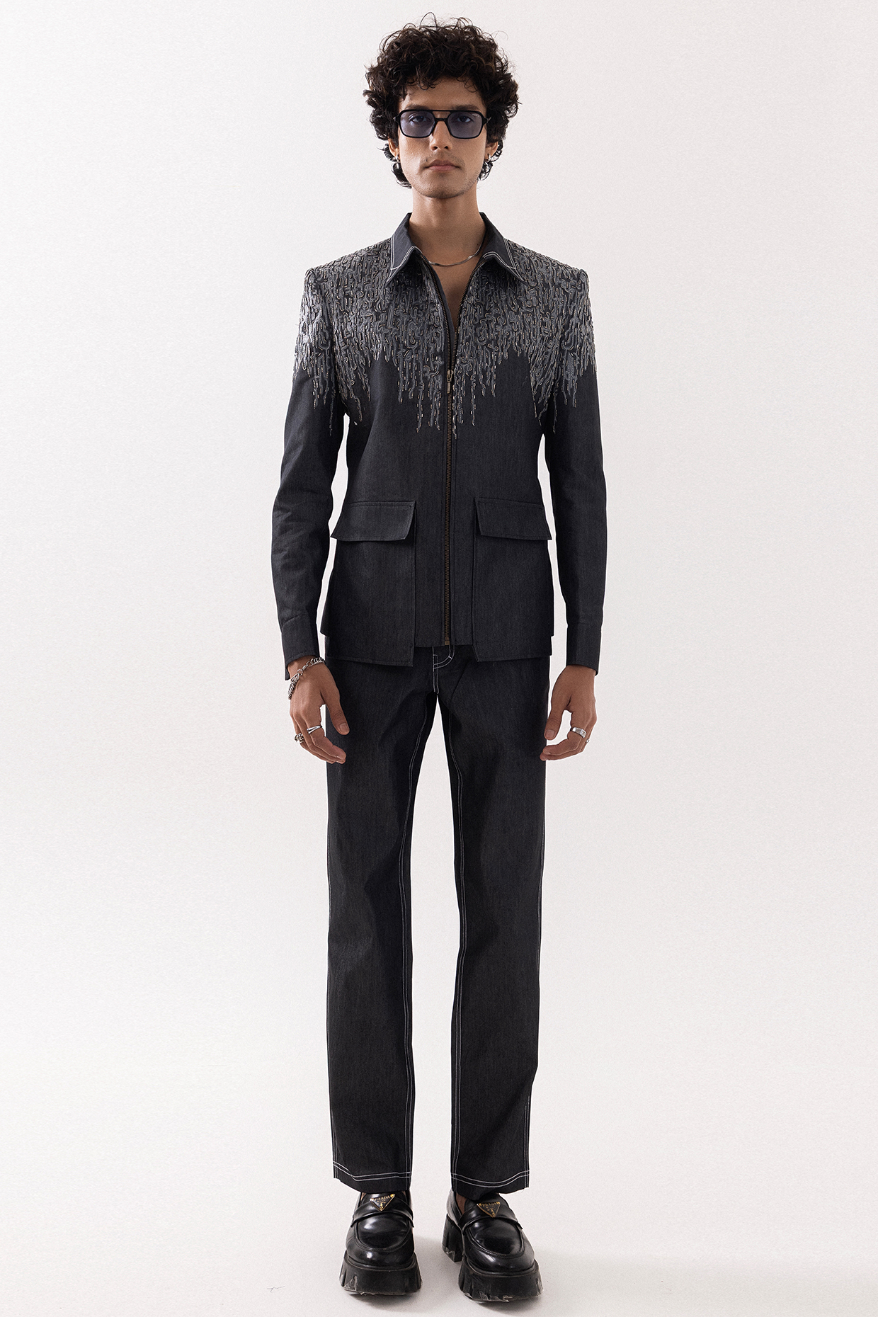 Charcoal Grey Denim Trousers by PAARSH