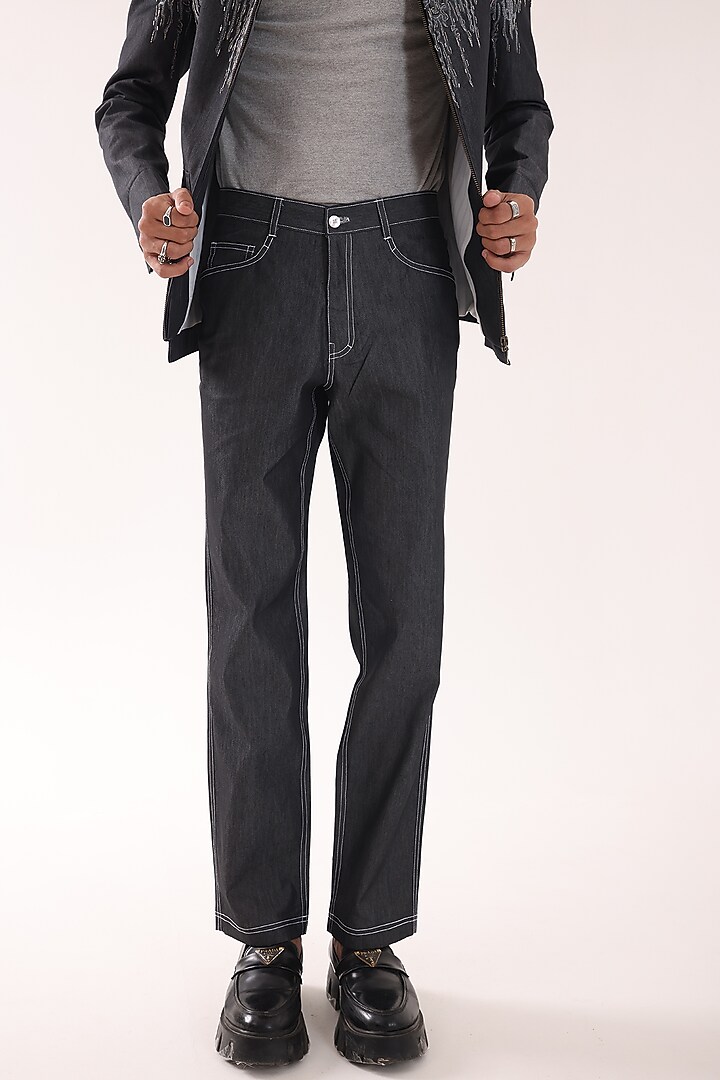Charcoal Grey Denim Trousers by PAARSH at Pernia's Pop Up Shop