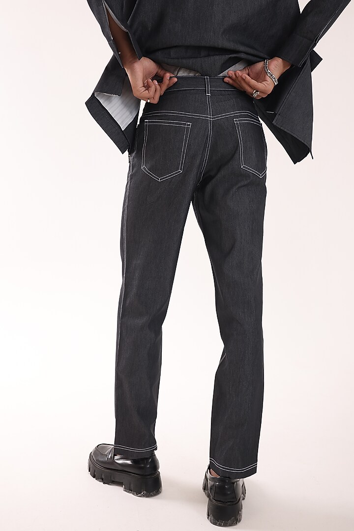 Charcoal Grey Denim Trousers by PAARSH at Pernia's Pop Up Shop