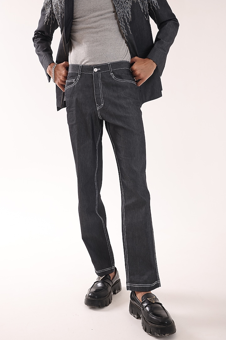 Charcoal Grey Denim Trousers by PAARSH at Pernia's Pop Up Shop