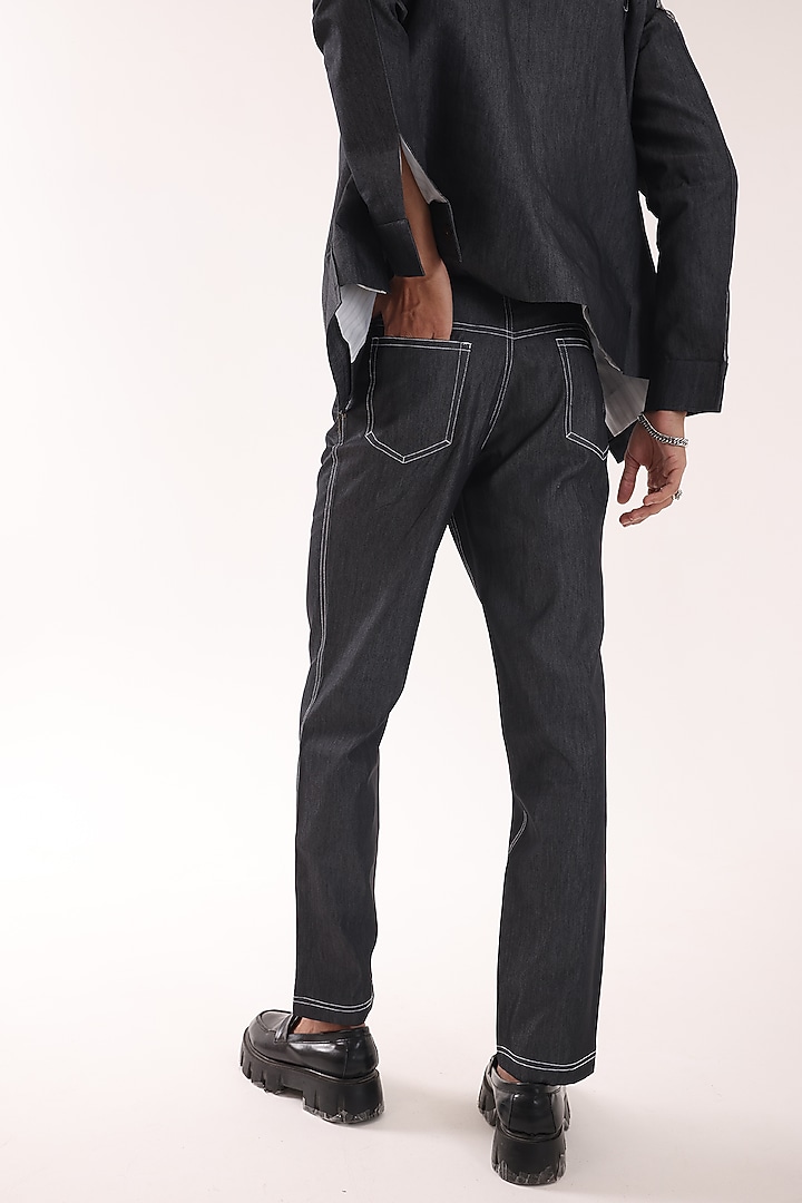 Charcoal Grey Denim Trousers by PAARSH at Pernia's Pop Up Shop