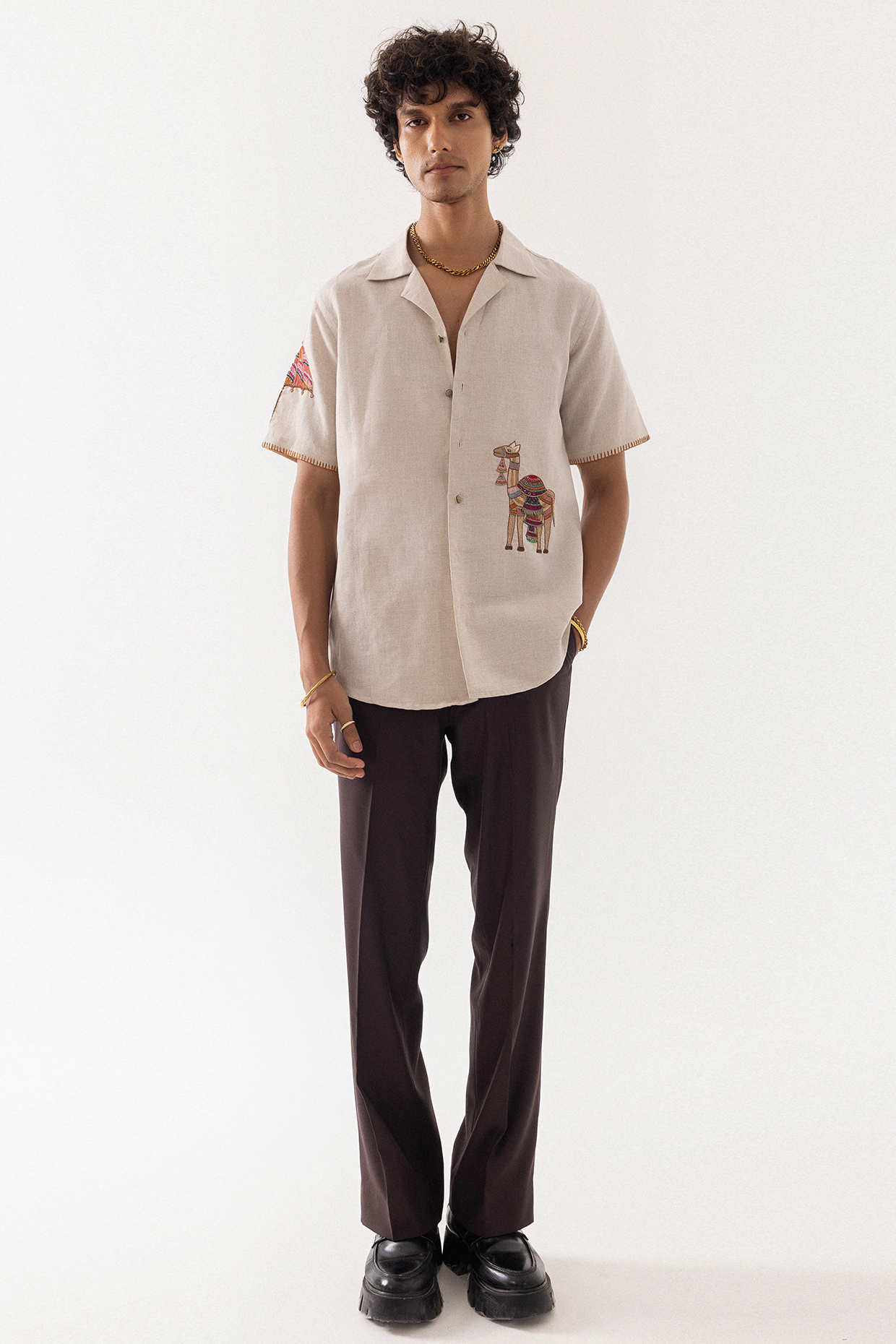 Dark Brown Terry Wool Wide-Legged Trousers by PAARSH