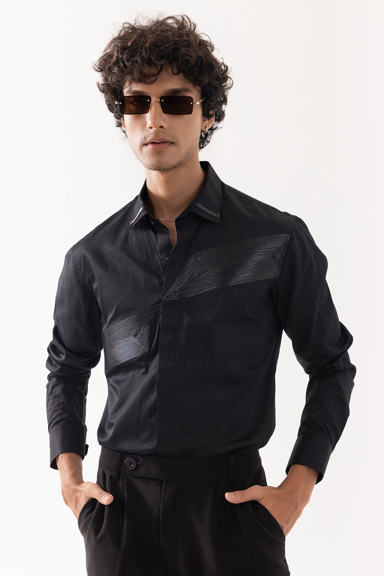 Black Giza Cotton Shirt by PAARSH