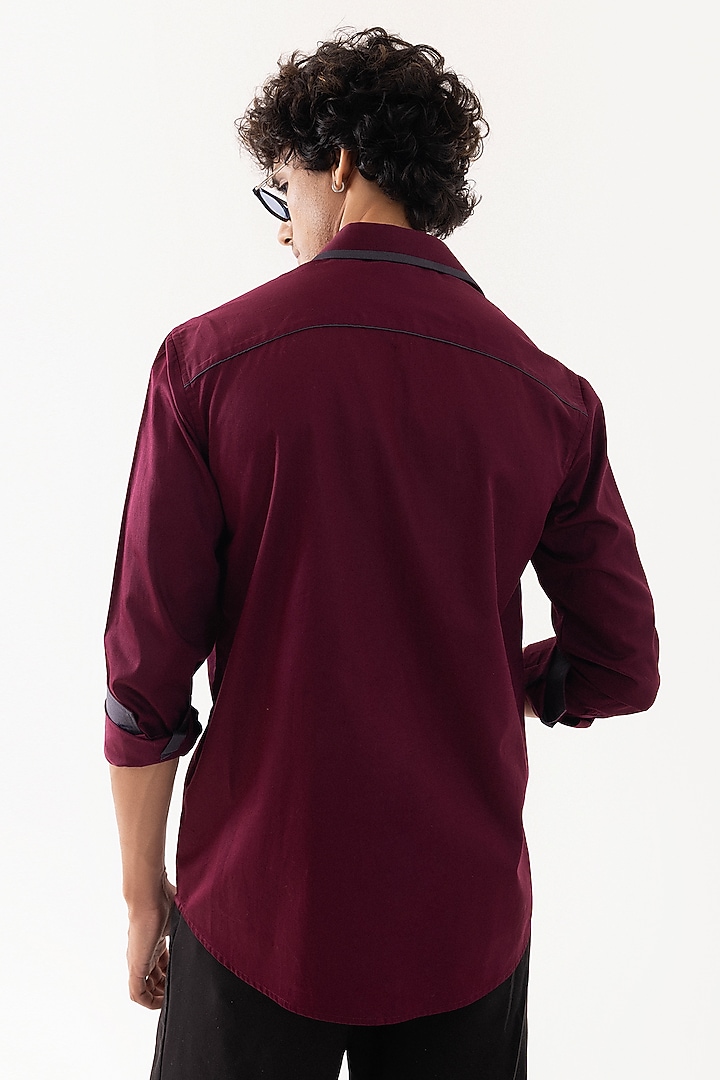 Red Wine Giza Cotton Hand Embroidered Party Wear Shirt by PAARSH at Pernia's Pop Up Shop