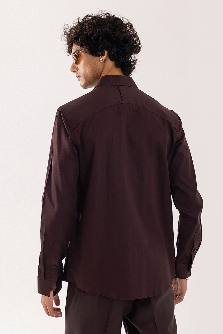 Brown Giza Cotton 3D Hand Embroidered Party Wear Shirt by PAARSH at Pernia's Pop Up Shop
