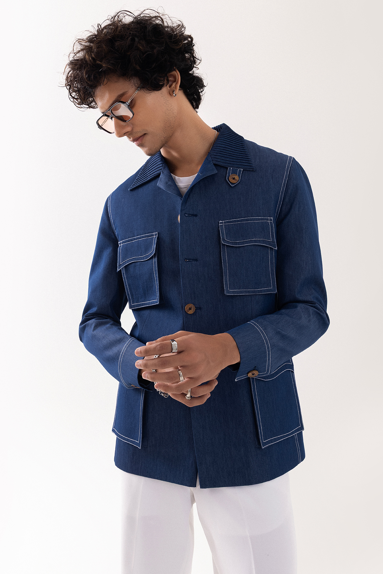 Blue Denim Shacket by PAARSH