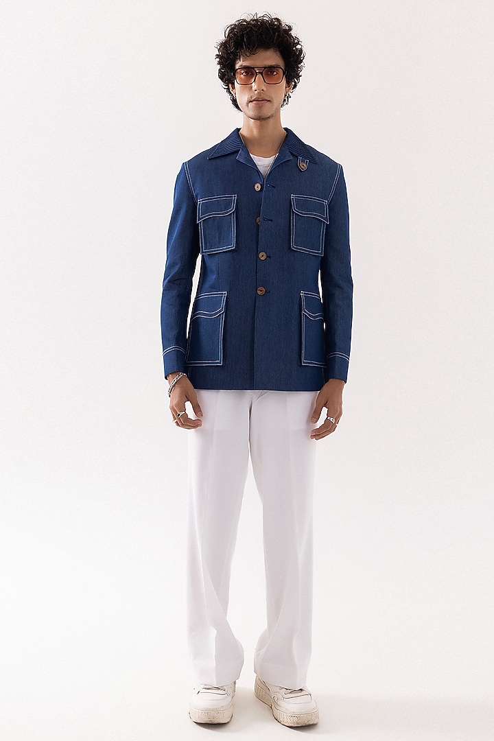 Blue Denim Shacket by PAARSH at Pernia's Pop Up Shop