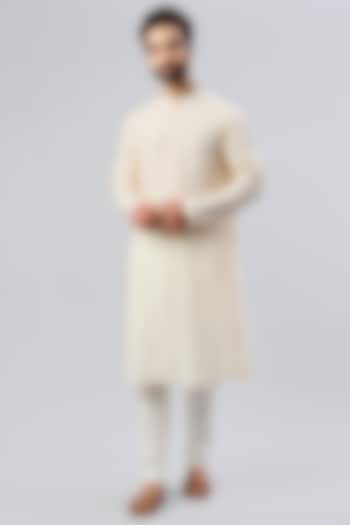 Off-White Embroidered Kurta Set by PAARSH