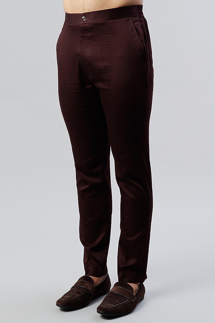 Maroon Linen Satin Kurta Set With Open Bundi Jacket by PAARSH at Pernia's Pop Up Shop