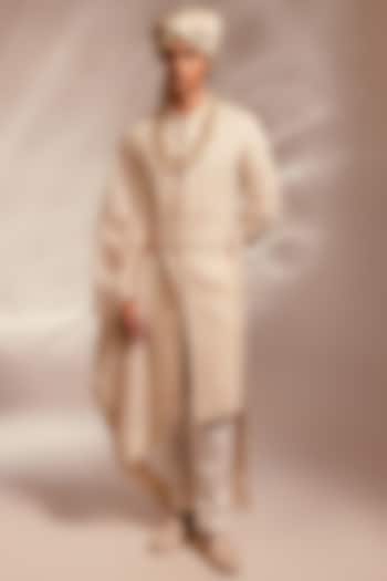 Light Pink Georgette Embroidered Groom Sherwani Set by PAARSH at Pernia's Pop Up Shop