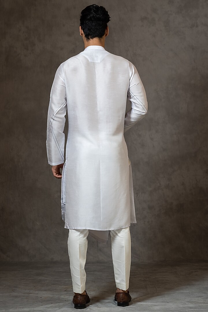 Grey Embroidered Overlapped Kurta Set by PAARSH at Pernia's Pop Up Shop