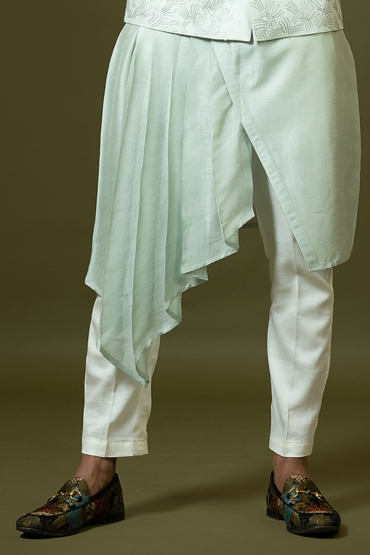 Dusky Green Bam Silk Cutdana Embroidered Bundi Jacket by PAARSH at Pernia's Pop Up Shop