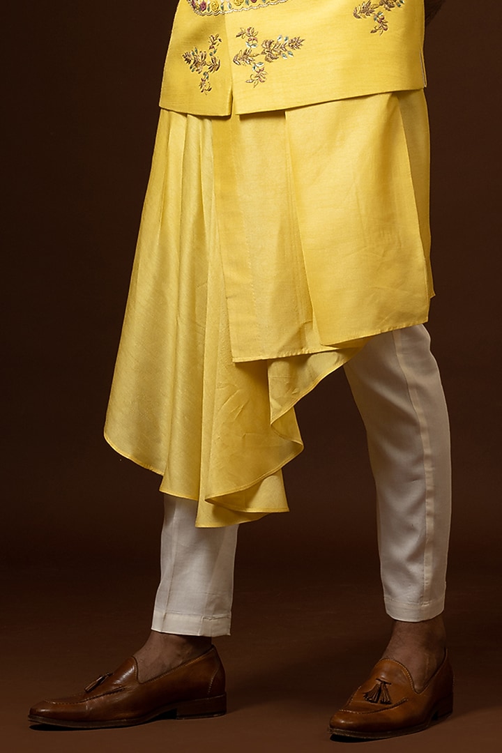 Mustard Bam Silk Bundi Jacket by PAARSH at Pernia's Pop Up Shop