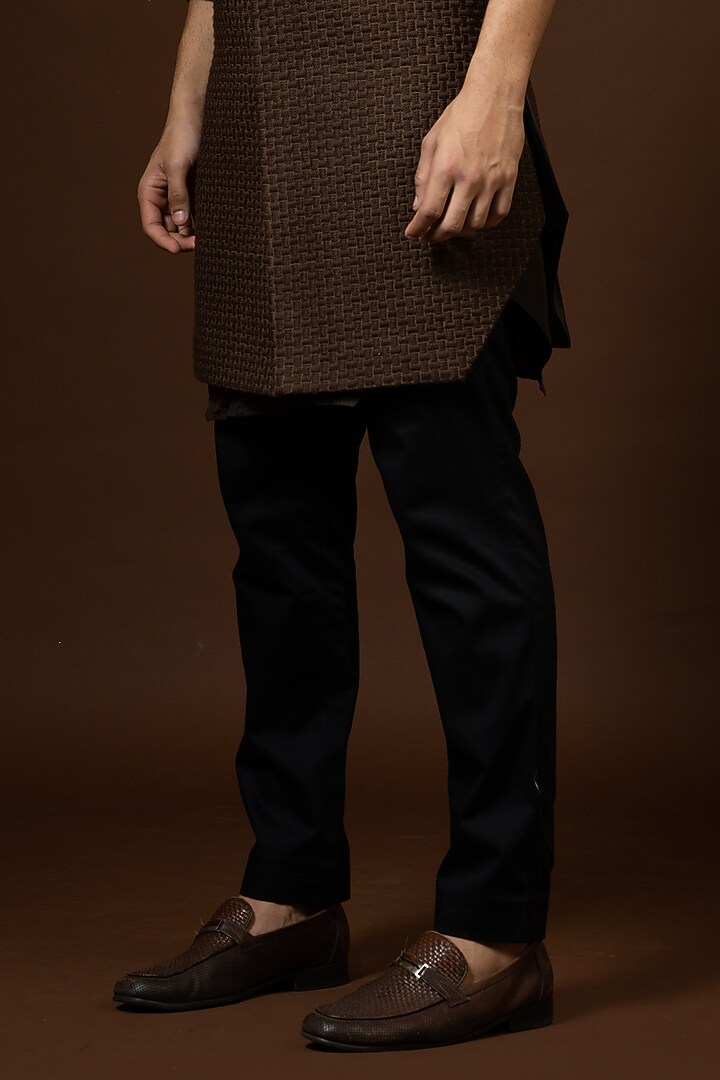 Coffee Brown Kora Embroidered Bundi Jacket Set by PAARSH at Pernia's Pop Up Shop