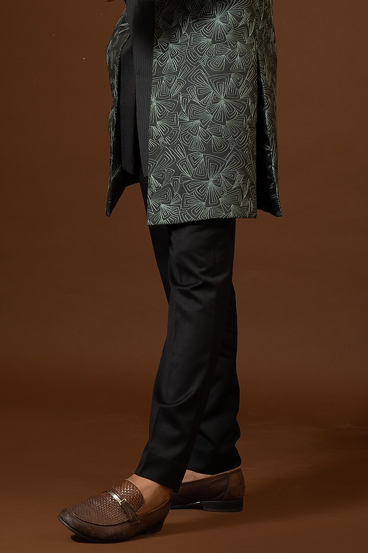 Bottle Green Embroidered Wedding Indowestern Set by PAARSH at Pernia's Pop Up Shop
