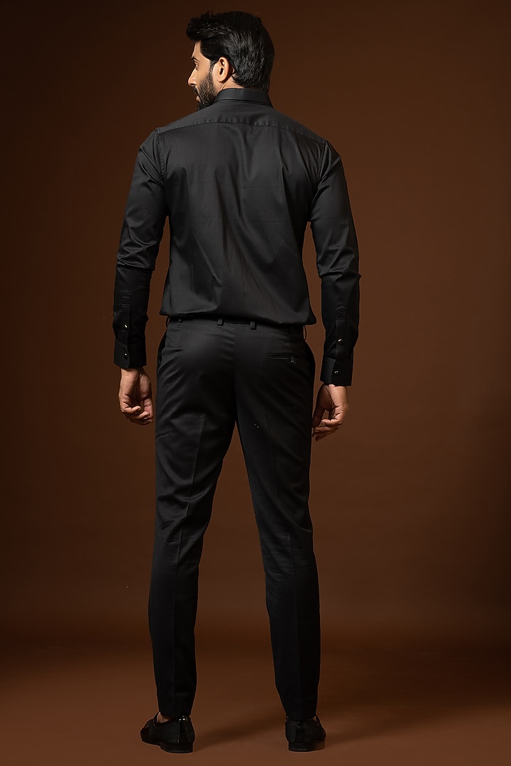 Black Cotton Stretch Party Wear Shirt by PAARSH at Pernia's Pop Up Shop