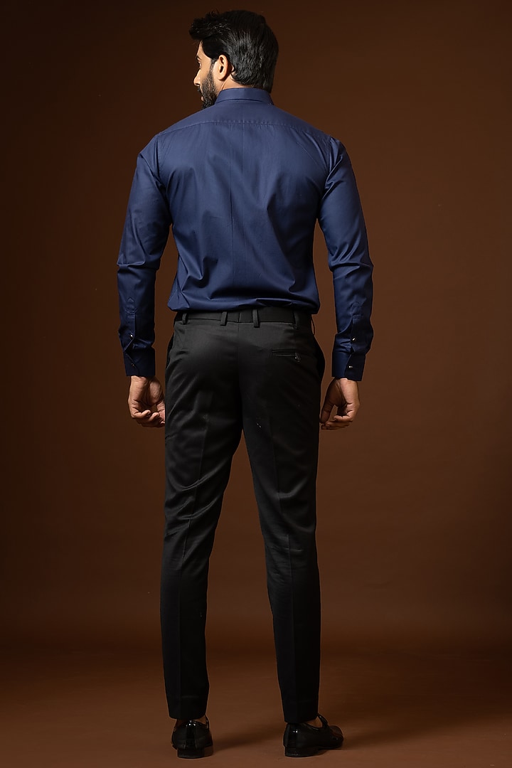 Ink Blue Embroidered Party Wear Shirt by PAARSH at Pernia's Pop Up Shop