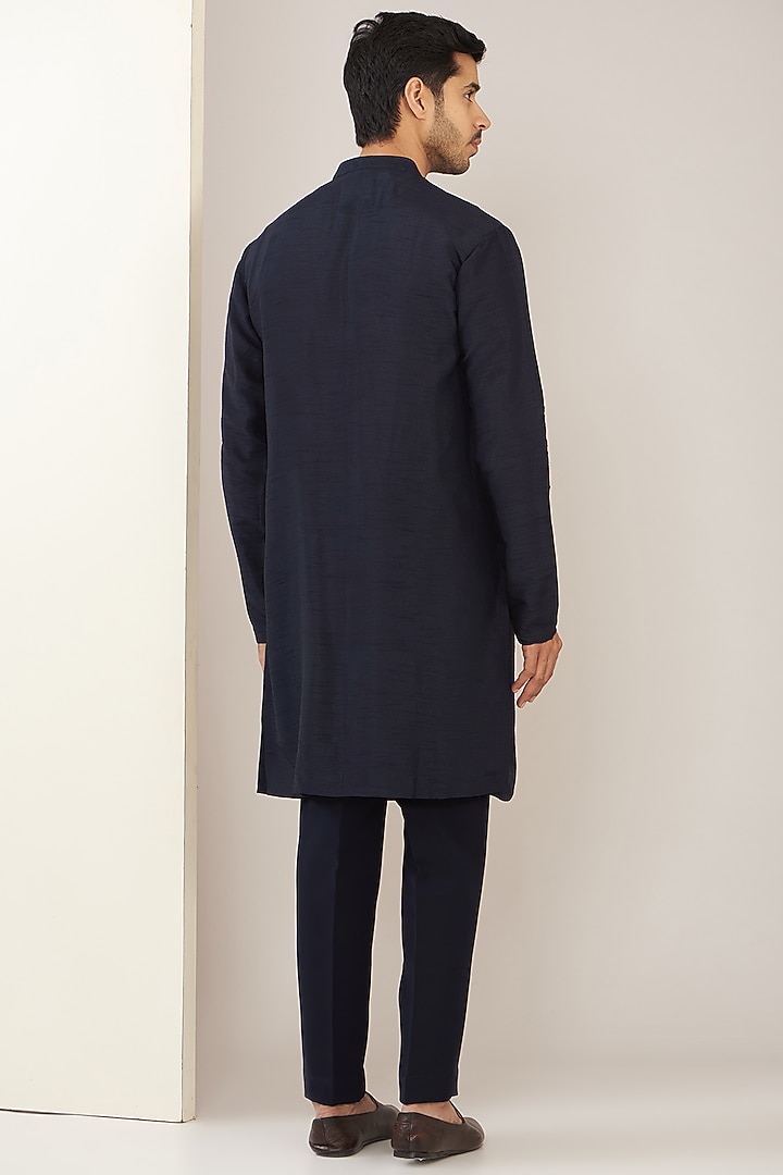 Navy Blue Suiting Cutdana Zardosi Embroidered Achkan Set by PAARSH at Pernia's Pop Up Shop