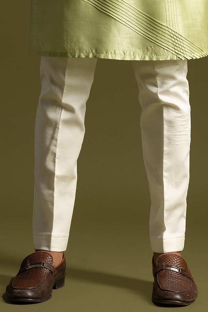 Pistachio Green Bemberg Silk & Cotton Thread Embroidered Wedding Indowestern Set by PAARSH at Pernia's Pop Up Shop