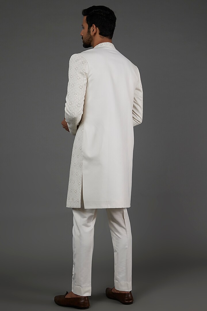 Ivory Embroidered Wedding Sherwani Set by PAARSH at Pernia's Pop Up Shop