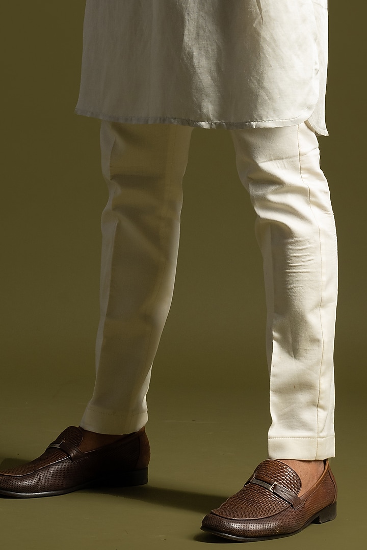 Grey Linen Satin Cutdana Embroidered Nehru Jacket Set by PAARSH at Pernia's Pop Up Shop