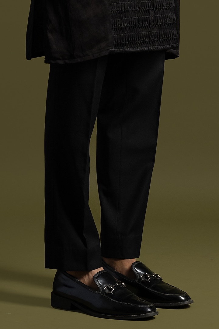 Black Linen Satin Kurta Set by PAARSH at Pernia's Pop Up Shop