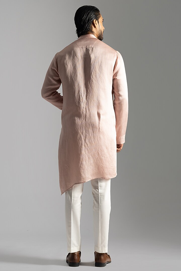 Pink Linen Satin Kurta Set by PAARSH at Pernia's Pop Up Shop