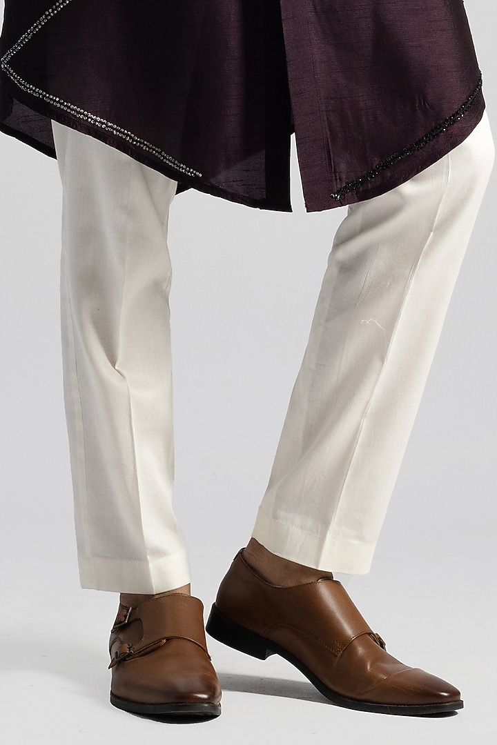 Plum Bemberg Silk Embroidered Shirt Kurta Set by PAARSH at Pernia's Pop Up Shop
