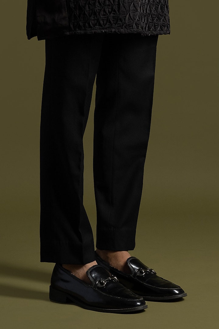 Black Linen Satin Kurta Set by PAARSH at Pernia's Pop Up Shop